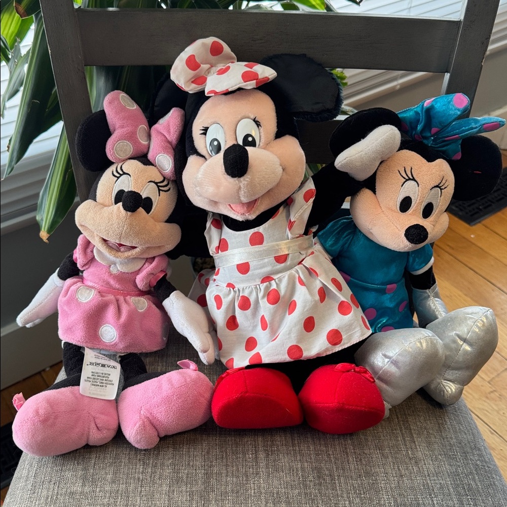 Disney Minnie Mouse Plush lot of 3 TY Applause Disney Store